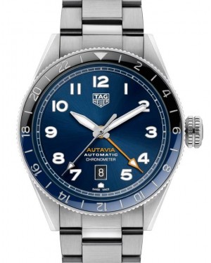 Tag Heuer Autavia GMT COSC Stainless Steel 42mm Blue Dial WBE511A.BA0650 - BRAND NEW