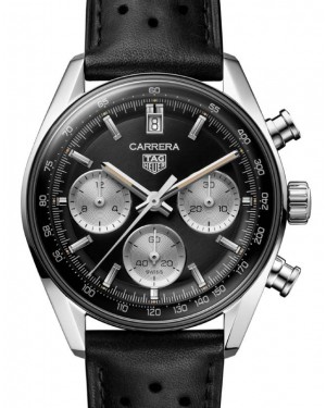 Tag Heuer Carrera Chronograph Stainless Steel 39mm Black Dial Leather Strap CBS2210.FC6534 - BRAND NEW
