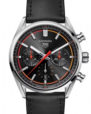 Tag Heuer Carrera Chronograph Stainless Steel 42mm Black Dial Leather Strap CBN201C.FC6542 - BRAND NEW