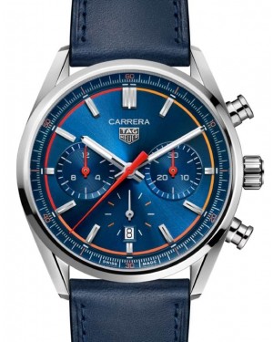 Tag Heuer Carrera Chronograph Stainless Steel 42mm Blue Dial Leather Strap CBN201D.FC6543 - BRAND NEW