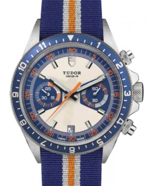Tudor Sport Watches Heritage Chrono Blue Stainless Steel 42mm Opaline/Blue Dial Fabric Strap M70330B-0003 - BRAND NEW