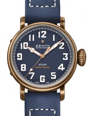 Zenith Pilot Type 20 Extra Special Bronze Blue Arabic Dial & Leather Strap 29.1940.679/57.C808 - BRAND NEW