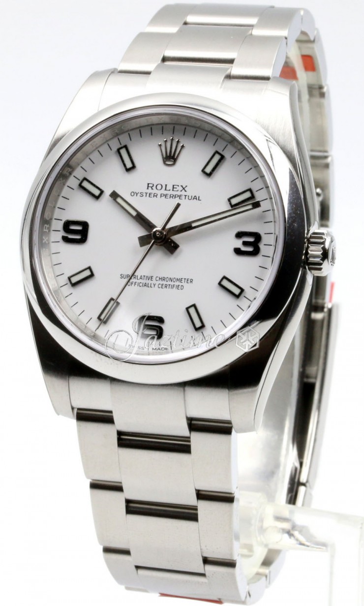 Rolex Oyster Perpetual 114200-WHTADO 34mm White Arabic Domed Stainless  Steel BRAND NEW