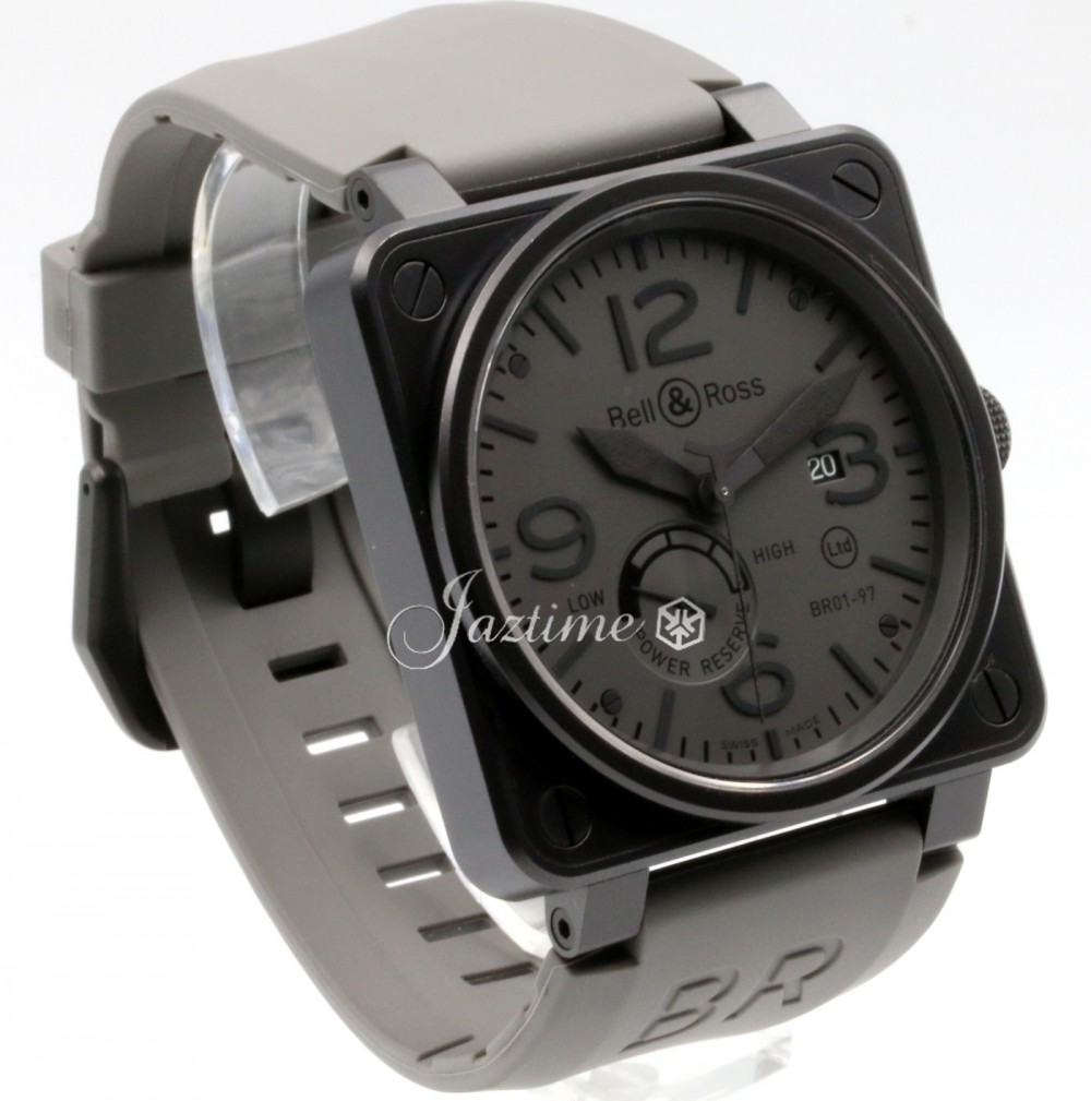 Bell & Ross BR 01-97 Power Reserve Commando Stainless Steel PVD Grey Black  Rubber