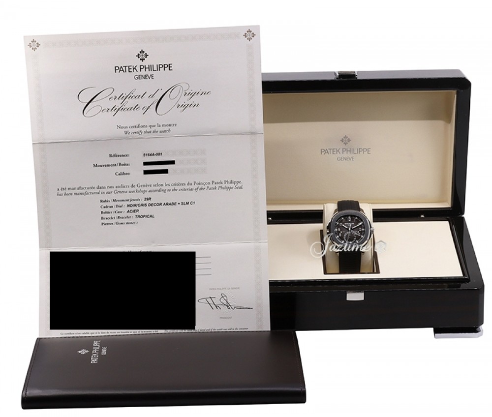 Patek Philippe Aquanaut Travel Time Stainless Steel 40.8 mm Black Dial  Rubber Bracelet 5164A-001 - PRE-OWNED