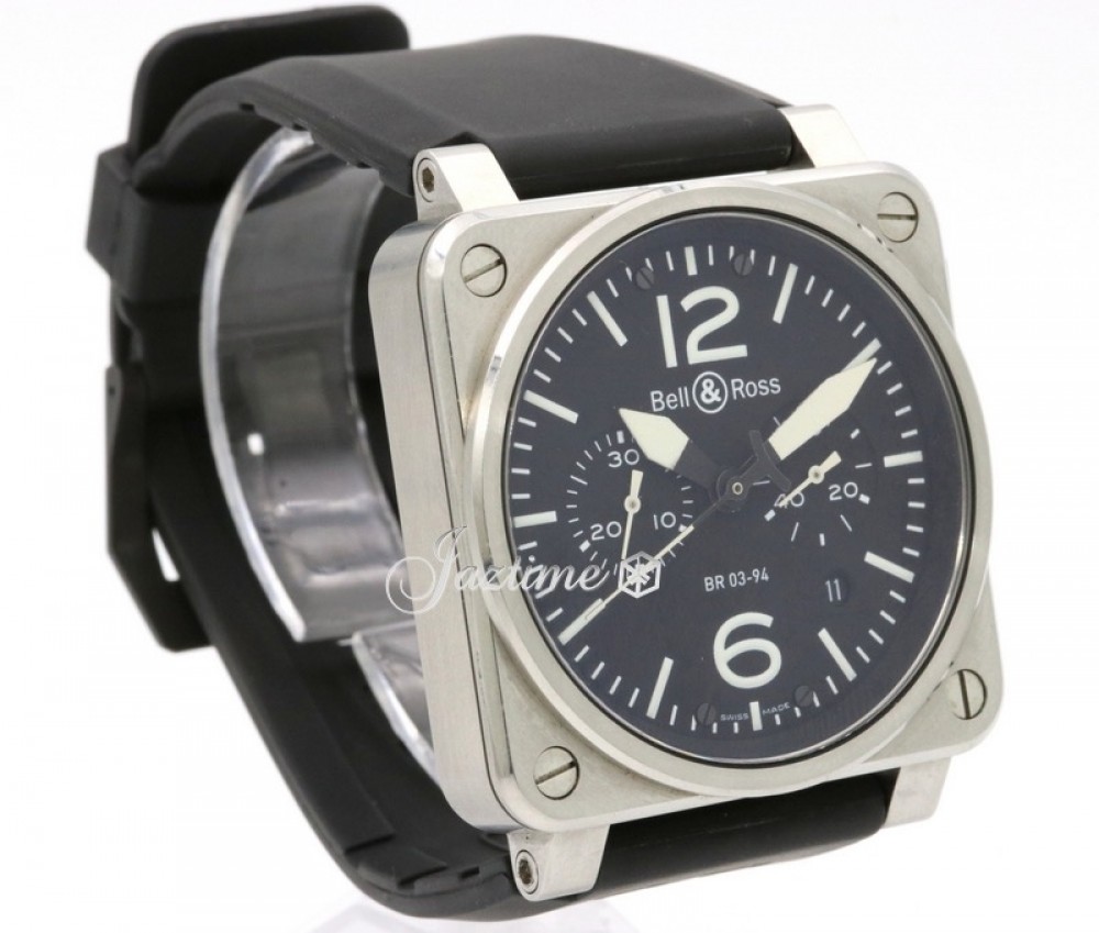 Bell & Ross BR 03-94 Stainless Steel Black Arabic / Index Dial & Rubber  Bracelet - PRE-OWNED