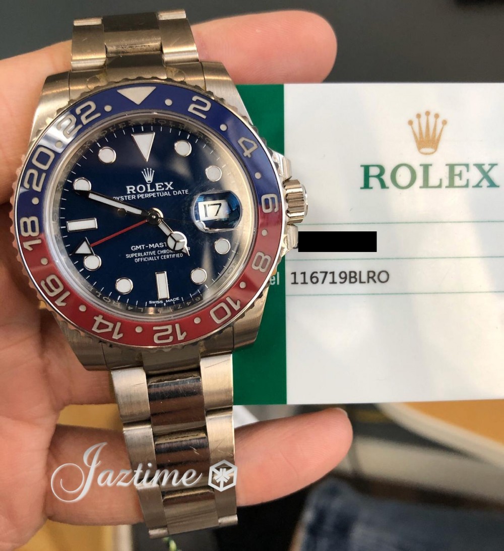 Rolex GMT-Master II 116719BLRO Blue Dial Blue / Red 'Pepsi' Bezel White  Gold Oyster 40mm - BRAND NEW