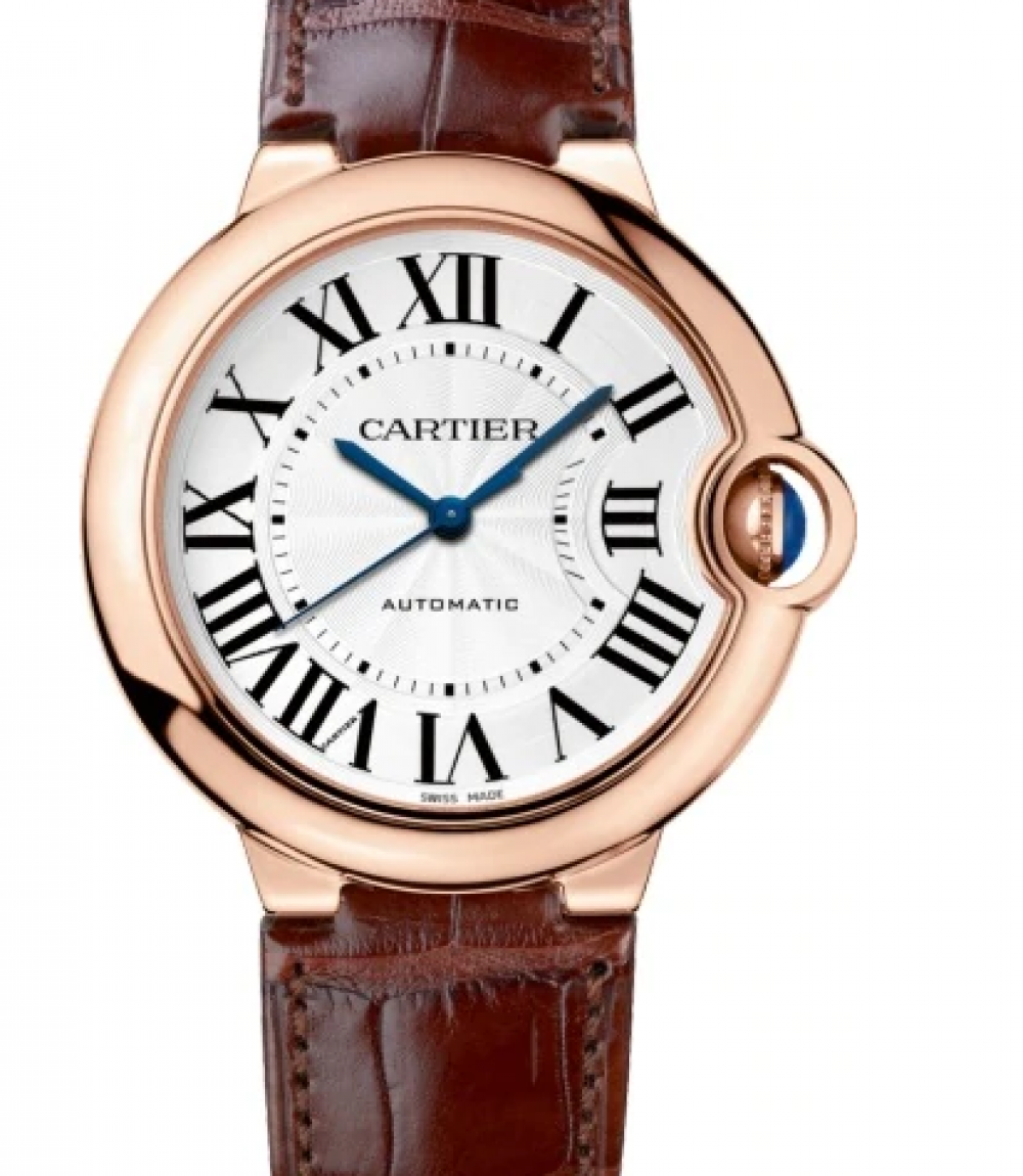 Cartier Ballon de Cartier Ballon Bleu de Cartier Men's Watch Automatic Rose  Gold 42mm Silver Dial Alligator Leather Strap WGBB0017 - BRAND NEW