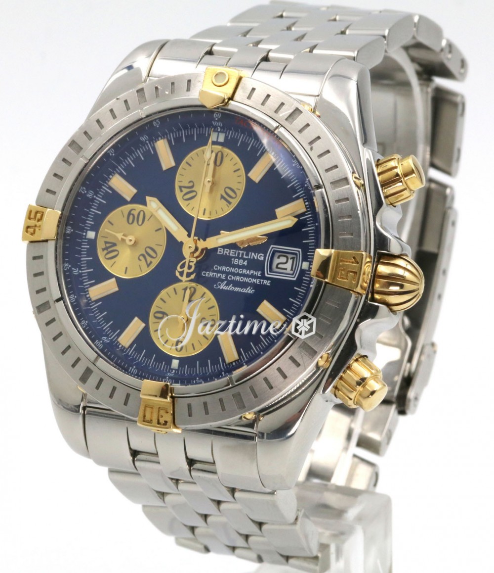 Breitling Chronomat Evolution B13356 Blue Two-Tone Yellow Gold Stainless  Steel PRE-OWNED