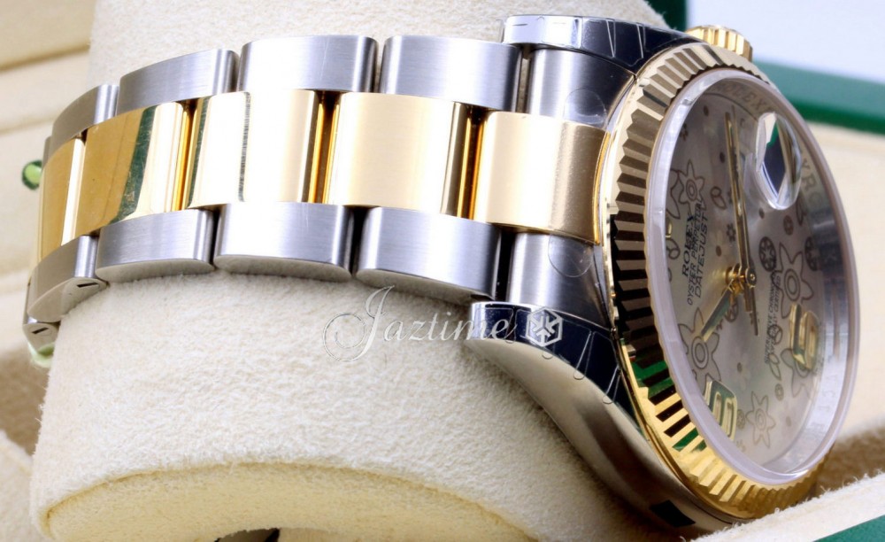 Rolex Datejust 36 116233-SLVFFO Silver Floral Arabic Fluted Yellow Gold  Stainless Steel Oyster - BRAND NEW