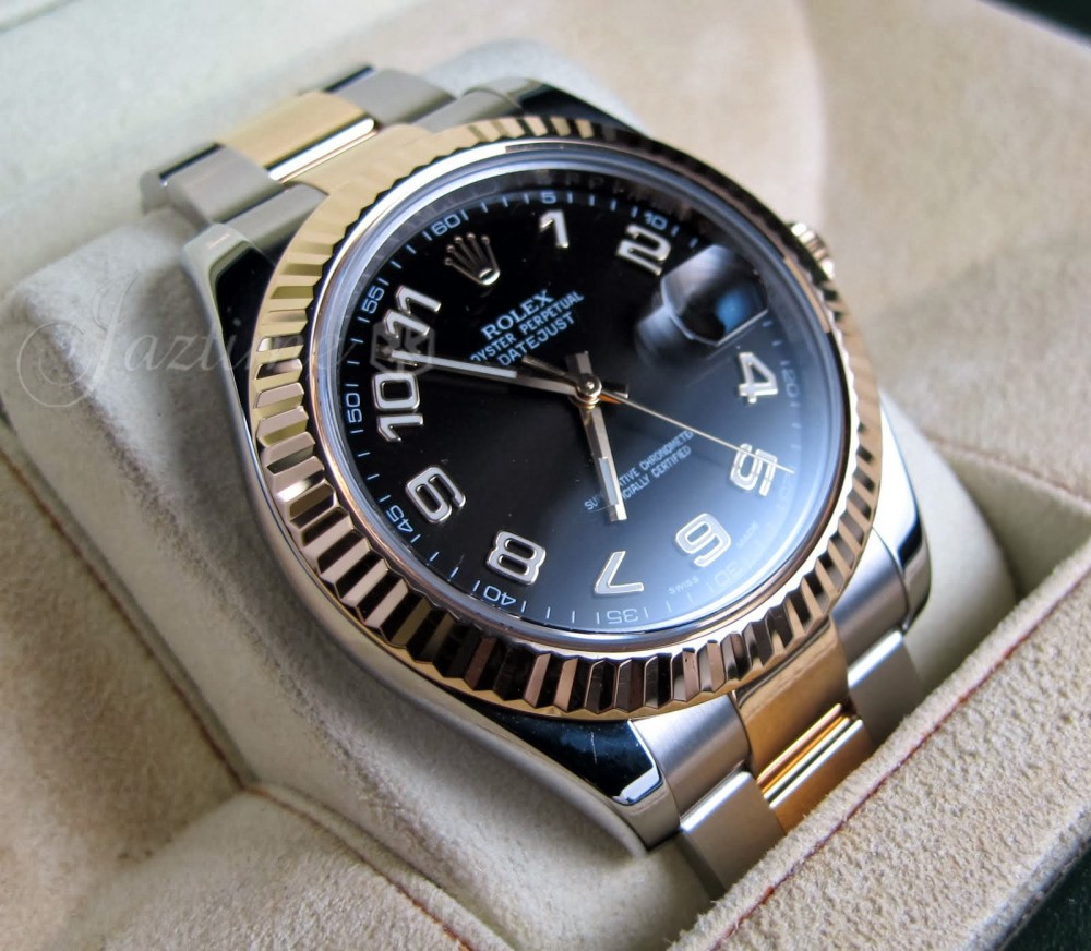 Rolex Datejust II 116333 Arabic Black 18k Gold Mens 41mm