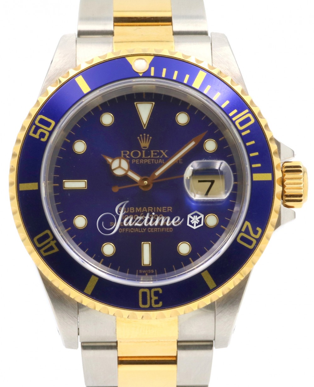 Rolex Submariner 16613 Men's 40mm Blue 18k Yellow Gold Stainless Steel  Oyster