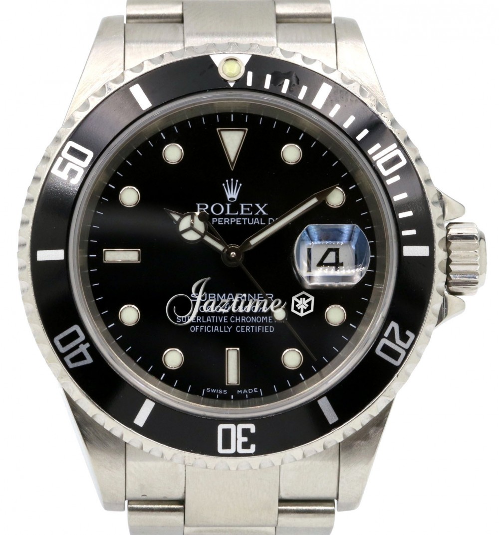 Rolex Submariner 16610 Black 40mm Date Stainless Steel No Holes BOX PAPERS