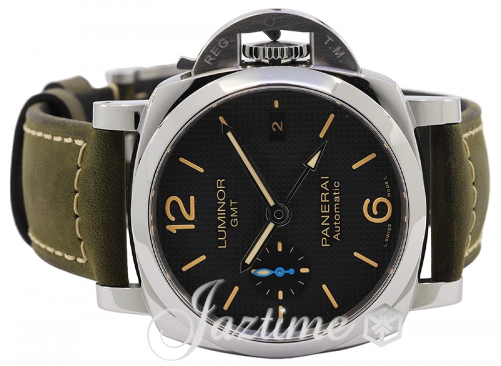 Panerai Luminor GMT Stainless Steel 42mm Black Dial Leather Strap PAM01535  - BRAND NEW