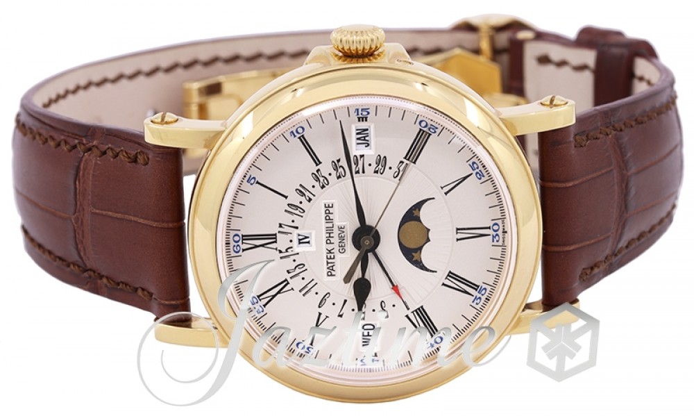 Patek Philippe 5159J-001 Grand Complications Day Month Annual Calendar Moon  Phase 38mm White Opaline Roman Yellow Gold Leather Automatic BRAND NEW