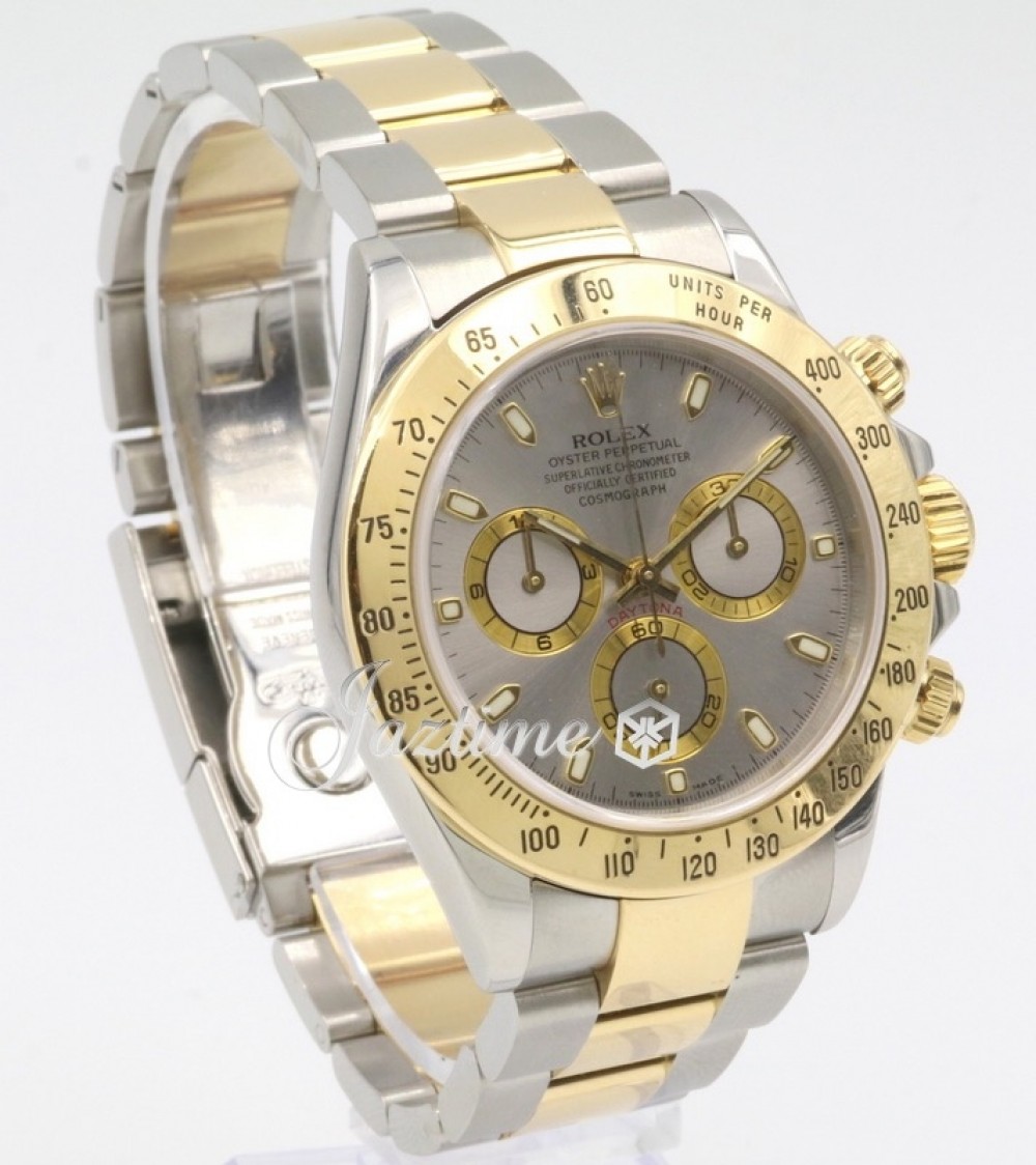 Rolex Cosmograph Daytona 116523 Silver Index 18k Yellow Gold Stainless  Steel 40mm - PRE-OWNED