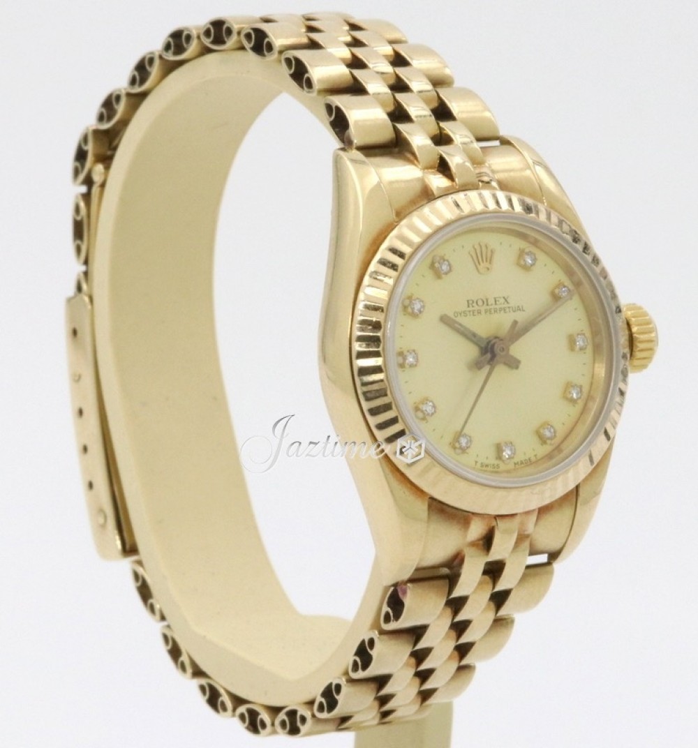 Rolex Oyster Perpetual Yellow Gold Champagne Diamond Dial & Jubilee Bracelet  67197 - PRE-OWNED