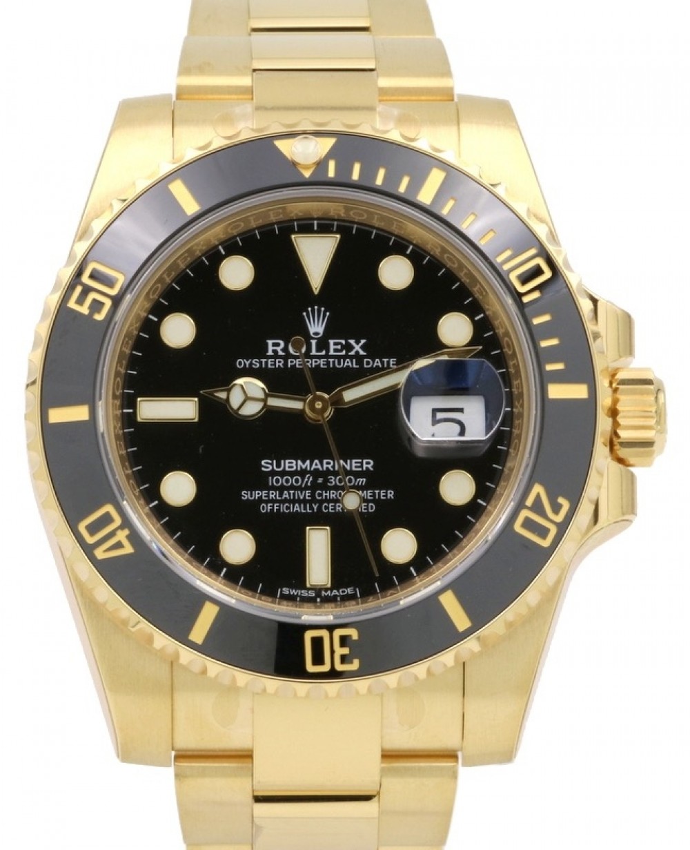 Rolex Submariner 116618LN Yellow Gold Black Dial Ceramic Bezel Date - BRAND  NEW