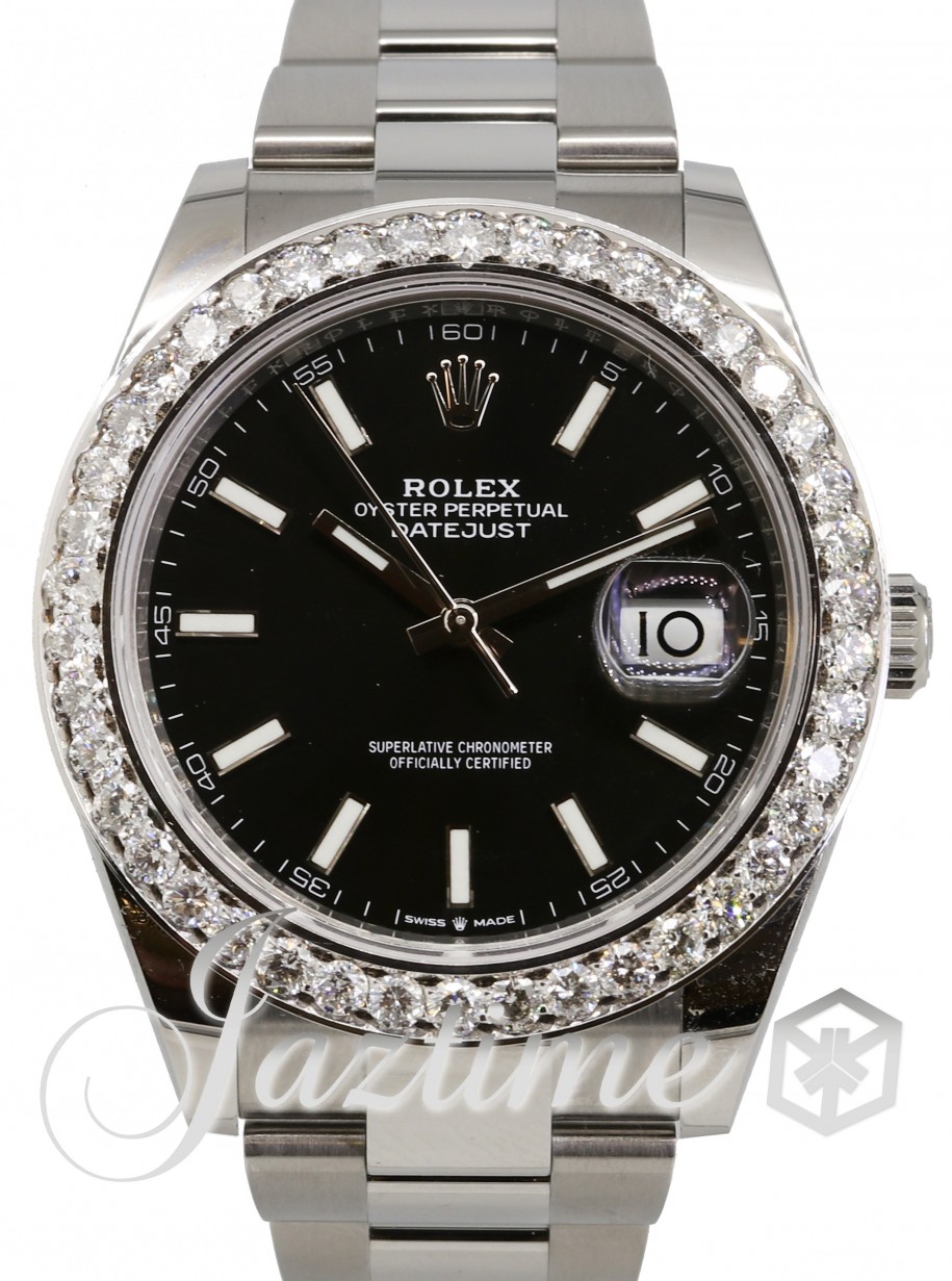 Rolex Datejust 41 126300 Black Index Diamond Stainless Steel Oyster 41mm  Automatic - Brand New