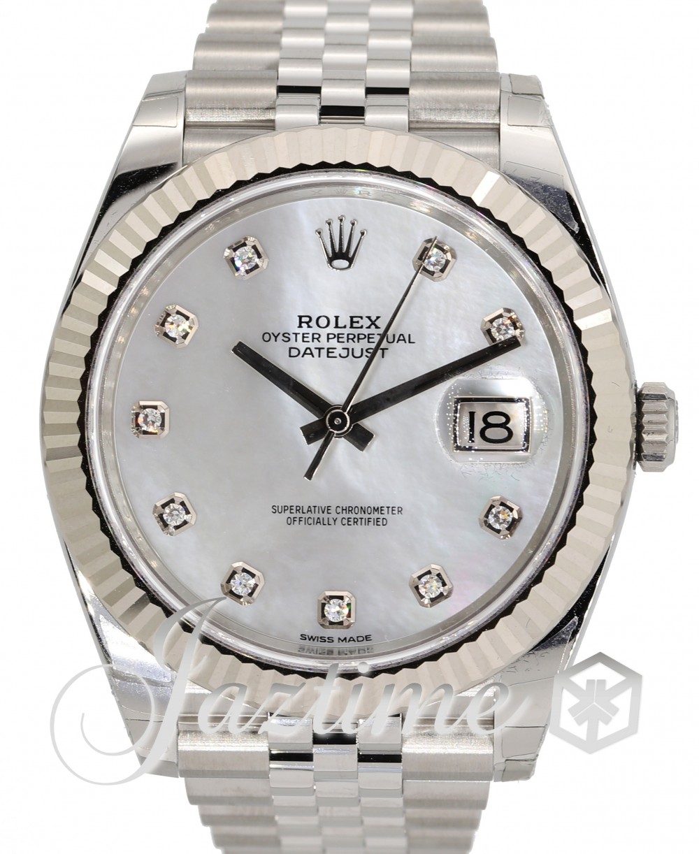 Rolex Datejust 41 126334 White Mother of Pearl Diamond Fluted White Gold  Stainless Steel Jubilee 41mm Automatic BRAND NEW