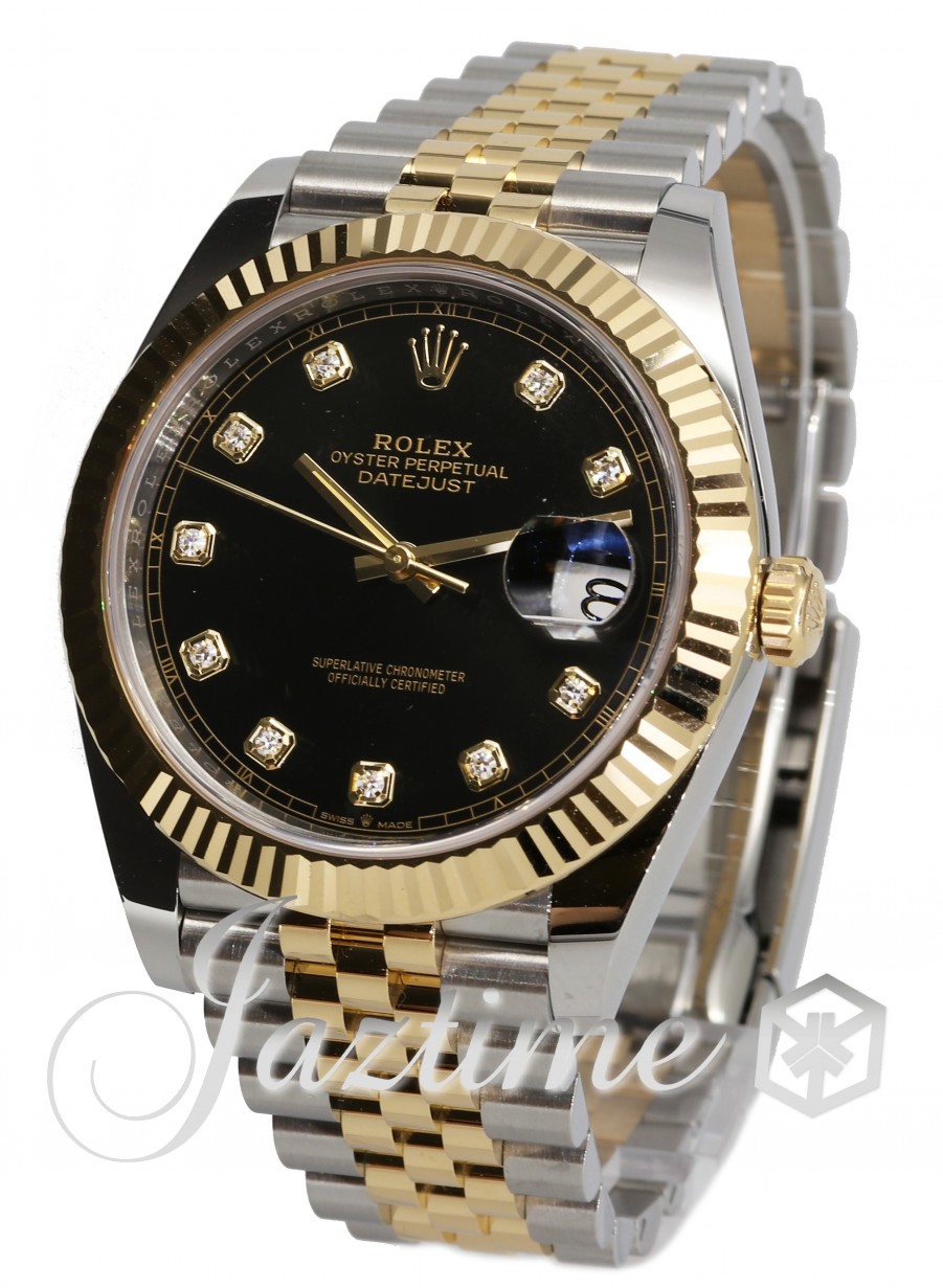Rolex Datejust 41 126333-BLKDJ Black Diamond Yellow Gold Stainless Steel  Jubilee - BRAND NEW