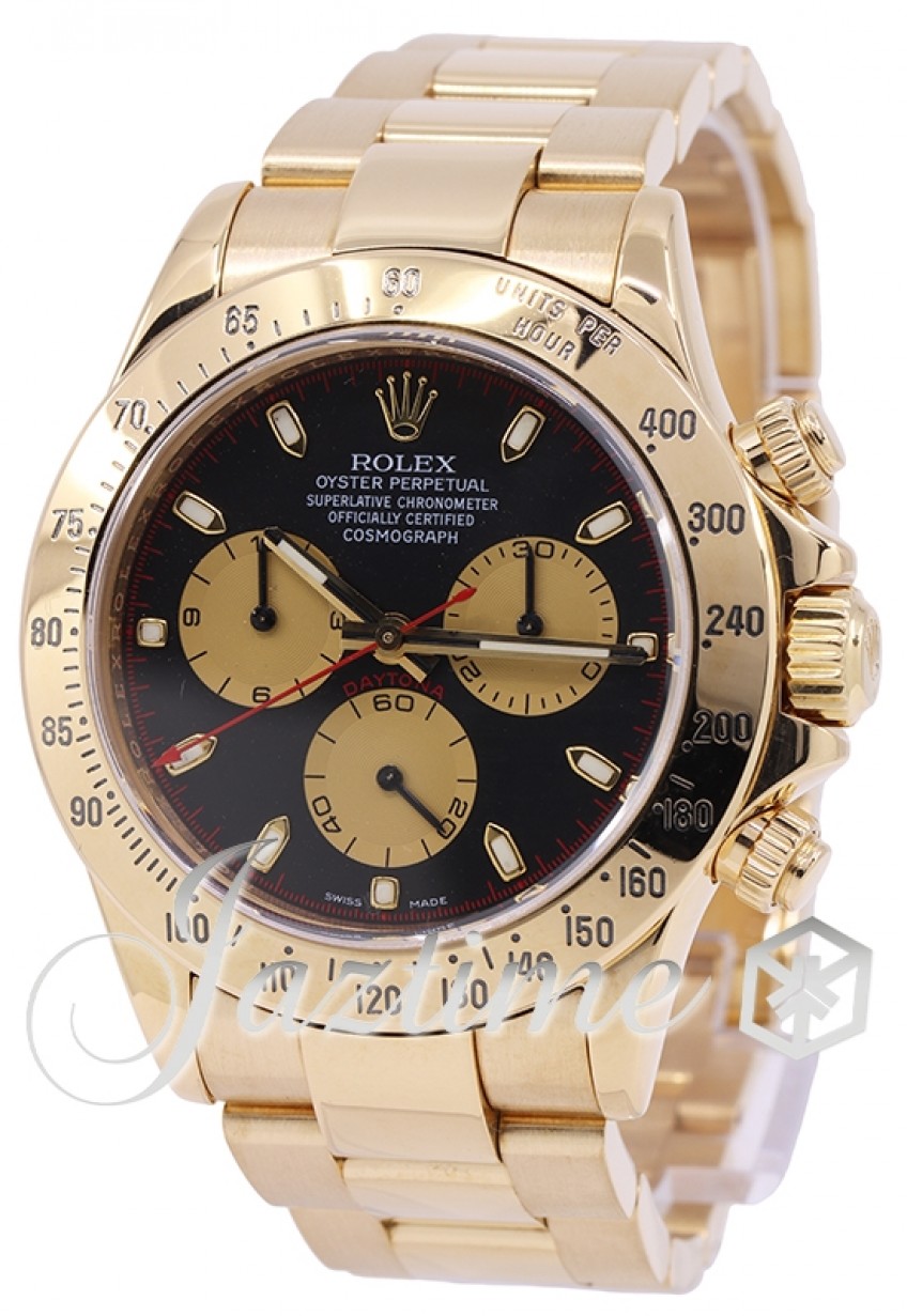 Rolex Daytona Yellow Gold "Paul Newman" Black With Champagne Subdials 40mm  Oyster Bracelet 116528 - PRE-OWNED