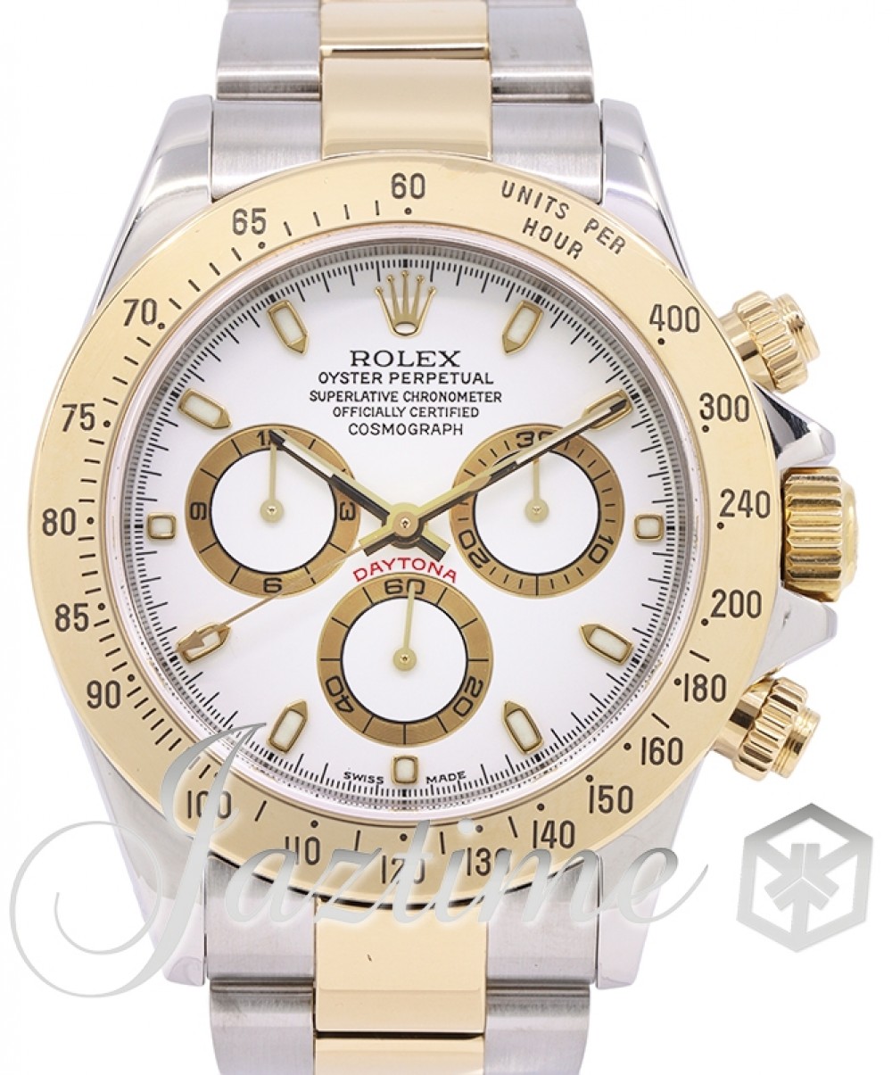 Rolex Cosmograph Daytona 116523 White Chronograph Yellow Gold Stainless  Steel USED