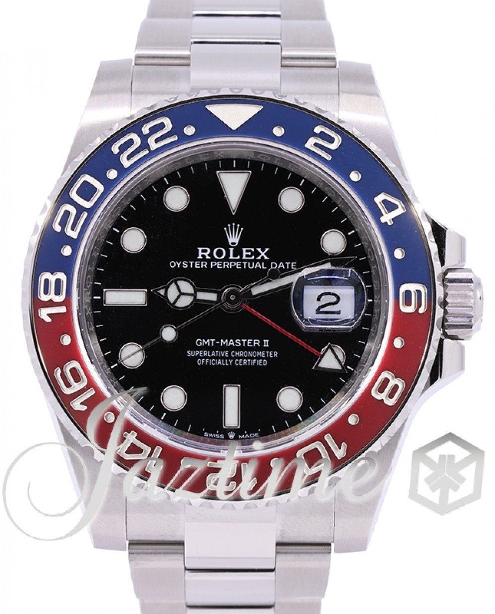Rolex GMT-Master II “Pepsi” Steel Black Dial & Red/Blue Ceramic Bezel  Oyster Bracelet 126710BLRO - PRE-OWNED