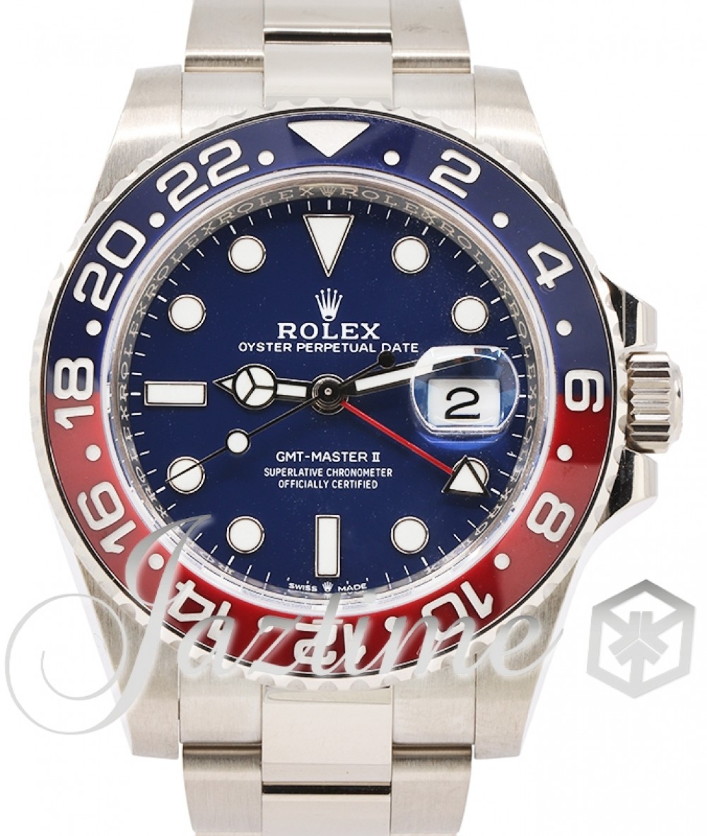 Rolex GMT-Master II White Gold Blue Luminous Dial & Red/Blue Ceramic Bezel  Oyster Bracelet 126719BLRO - BRAND NEW