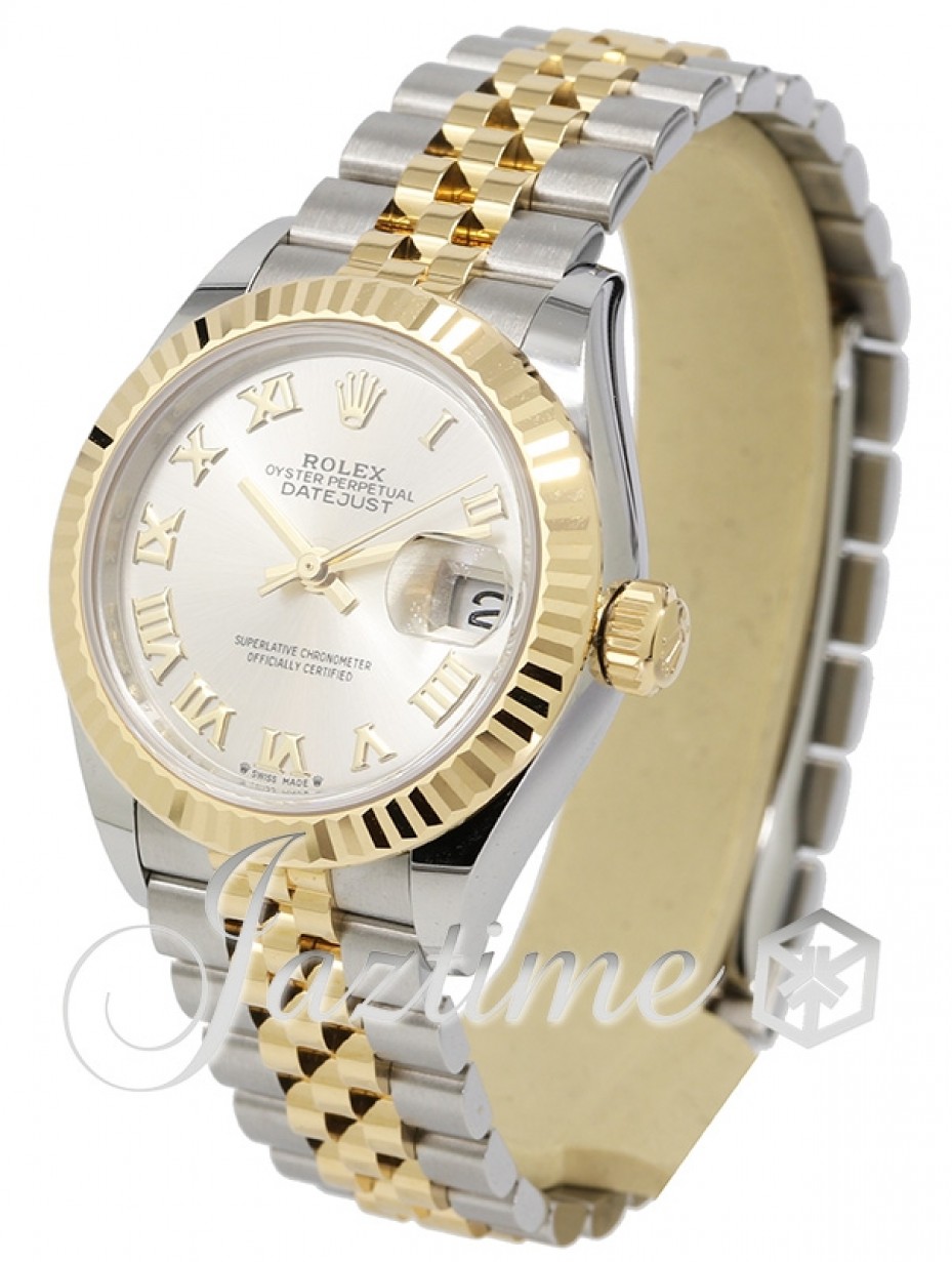 Rolex Lady-Datejust 28 279173 Silver Roman Fluted Yellow Gold Stainless  Steel Jubilee - BRAND NEW