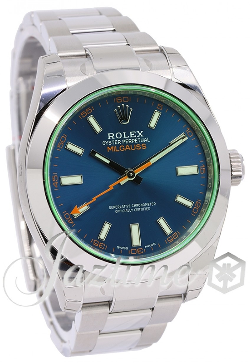 Rolex Milgauss Green Crysal Stainless Steel/PVD Blue Dial & Bezel Oyster  Bracelet 116400GV - BRAND NEW