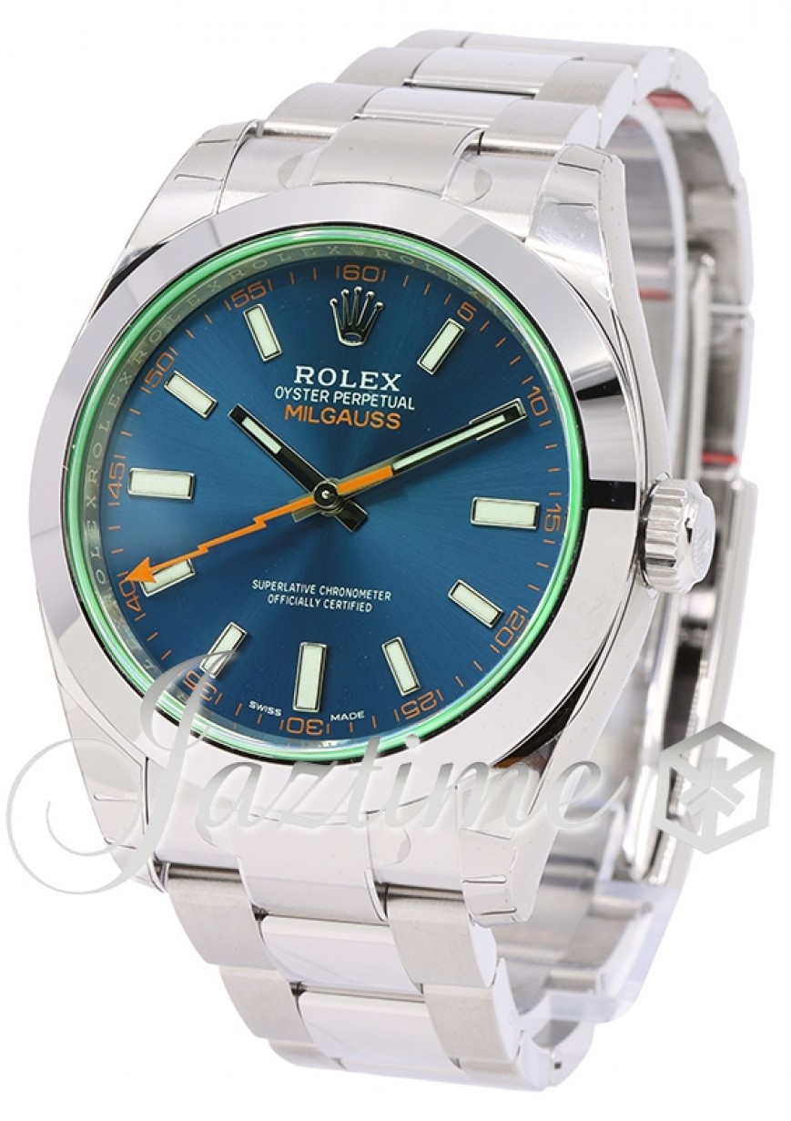 Rolex Milgauss Green Crysal Stainless Steel/PVD Blue Dial & Bezel Oyster  Bracelet 116400GV - BRAND NEW