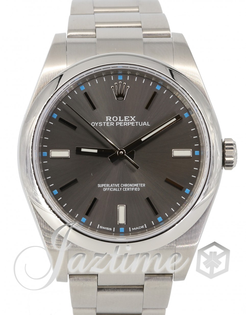 Rolex Oyster Perpetual 114300-RHOSO 39mm Dark Rhodium Index Domed Stainless  Steel PRE-OWNED