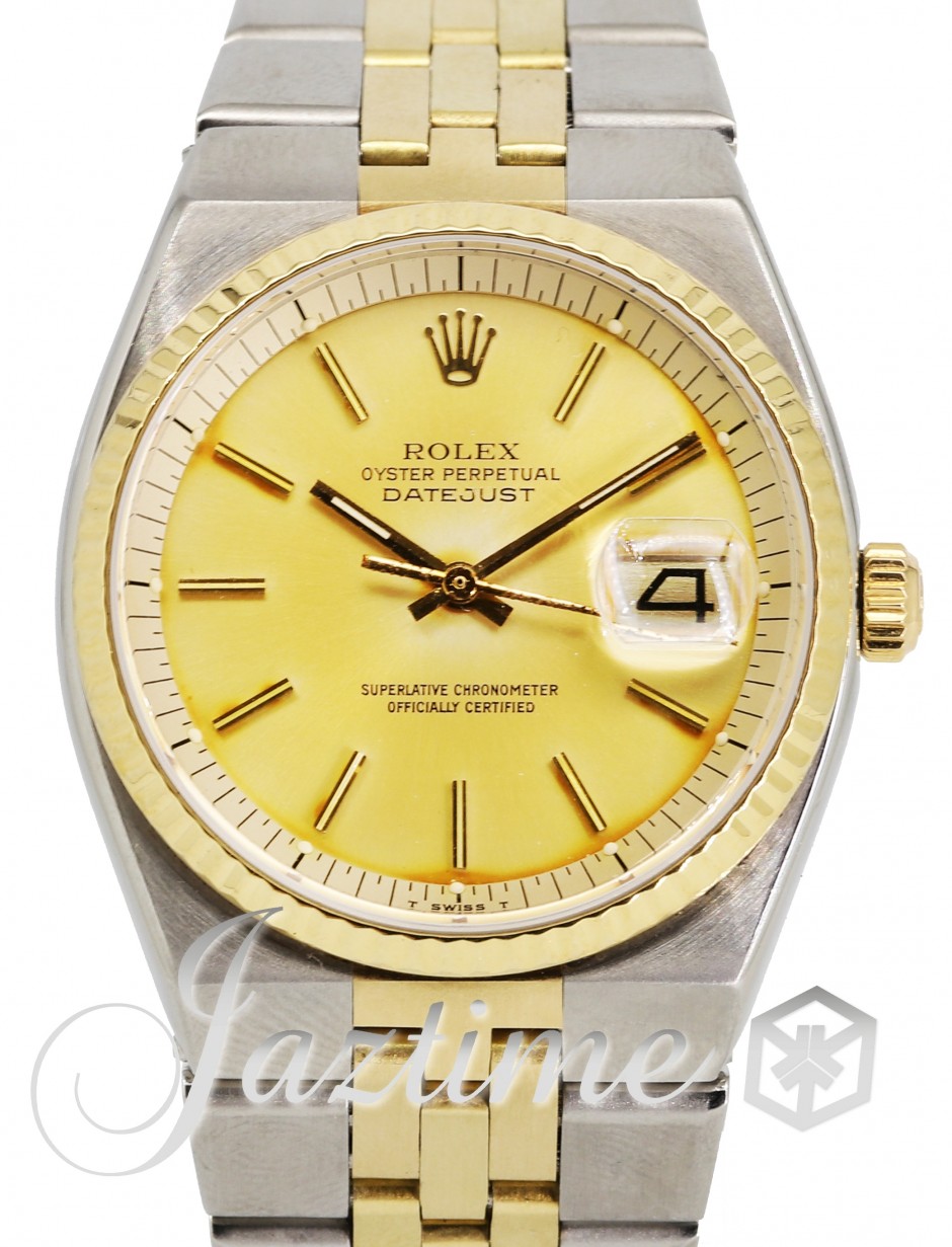 Rolex Oysterdate 36mm Champagne Dial Yellow Gold Fluted Bezel Stainless  Steel 1630 - PRE-OWNED