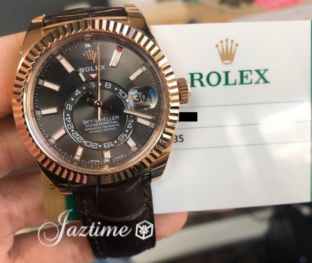 rolex sky dweller with leather strap