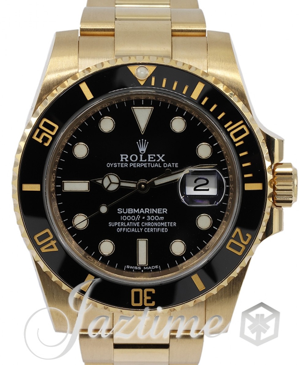 Rolex Submariner 116618LN 116618 Men's Black 40mm Solid 18k Yellow Gold  Date BOX/PAPERS