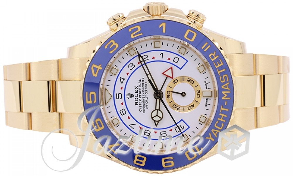Rolex Yacht-Master II Yellow Gold 44mm White Dial Mercedes Hands Blue  Ceramic 116688 - USED