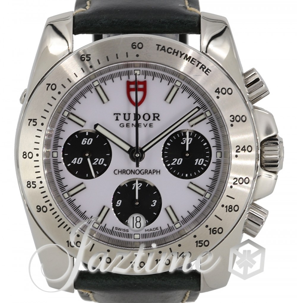 Tudor Sport Chronograph "Panda" White Index Black Subdials Stainless Steel  Bezel 40mm Leather Strap 20300 - PRE-OWNED