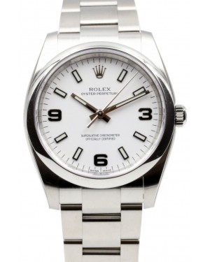 Rolex Oyster Perpetual 34 Stainless Steel White Arabic / Index Dial & Smooth Bezel Oyster Bracelet 114200 - BRAND NEW