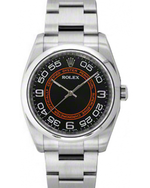 Rolex Oyster Perpetual 36 Stainless Black / Orange Concentric Circle Arabic Dial & Smooth Bezel Oyster Bracelet 116000 - BRAND NEW