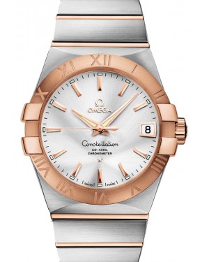 Omega Constellation Co-Axial 123.20.38.21.02.001 38mm Silver Index Roman Rose Gold Stainless Steel - BRAND NEW
