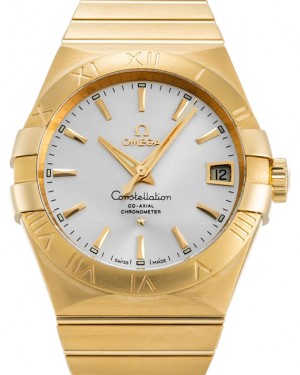 Omega Constellation Co-Axial 123.50.38.21.02.002 38mm Silver Index Roman Yellow Gold - BRAND NEW
