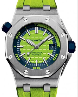 Audemars Piguet Royal Oak Offshore Diver 15710ST.OO.A038CA.01 Green Index Stainless Steel Rubber 42mm Automatic 