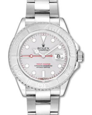 Rolex Yacht-Master 35 168622 Silver Dial Platinum Bezel Stainless Steel Oyster - BRAND NEW