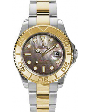 Rolex Yacht-Master 35 168623-BMOP Dark Mother of Pearl White Dial Yellow Gold Bezel Yellow Gold Stainless Steel Oyster - BRAND NEW