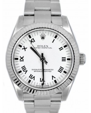 Rolex Oyster Perpetual 31 Ladies Midsize White Gold/Steel White Roman Dial Fluted Bezel & Oyster Bracelet 177234 - BRAND NEW