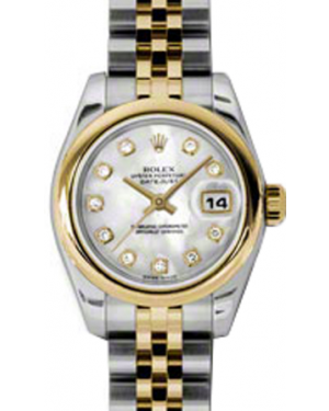 Rolex Lady-Datejust 26 179163-MOPDJ White Mother of Pearl Diamond Yellow Gold Stainless Steel Jubilee - BRAND NEW