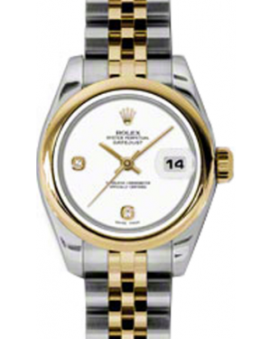 Rolex Lady-Datejust 26 179163-WHTADJ White Arabic 6 & 9 Set with Diamonds Yellow Gold Stainless Steel Jubilee - BRAND NEW
