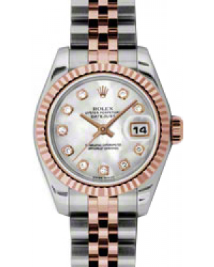 Rolex Lady-Datejust 26 179171-MOPDJ White Mother of Pearl Diamond Fluted Rose Gold Stainless Steel Jubilee - BRAND NEW