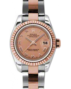 Rolex Lady-Datejust 26 179171-PNKRO Pink Roman Fluted Rose Gold Stainless Steel Oyster - BRAND NEW